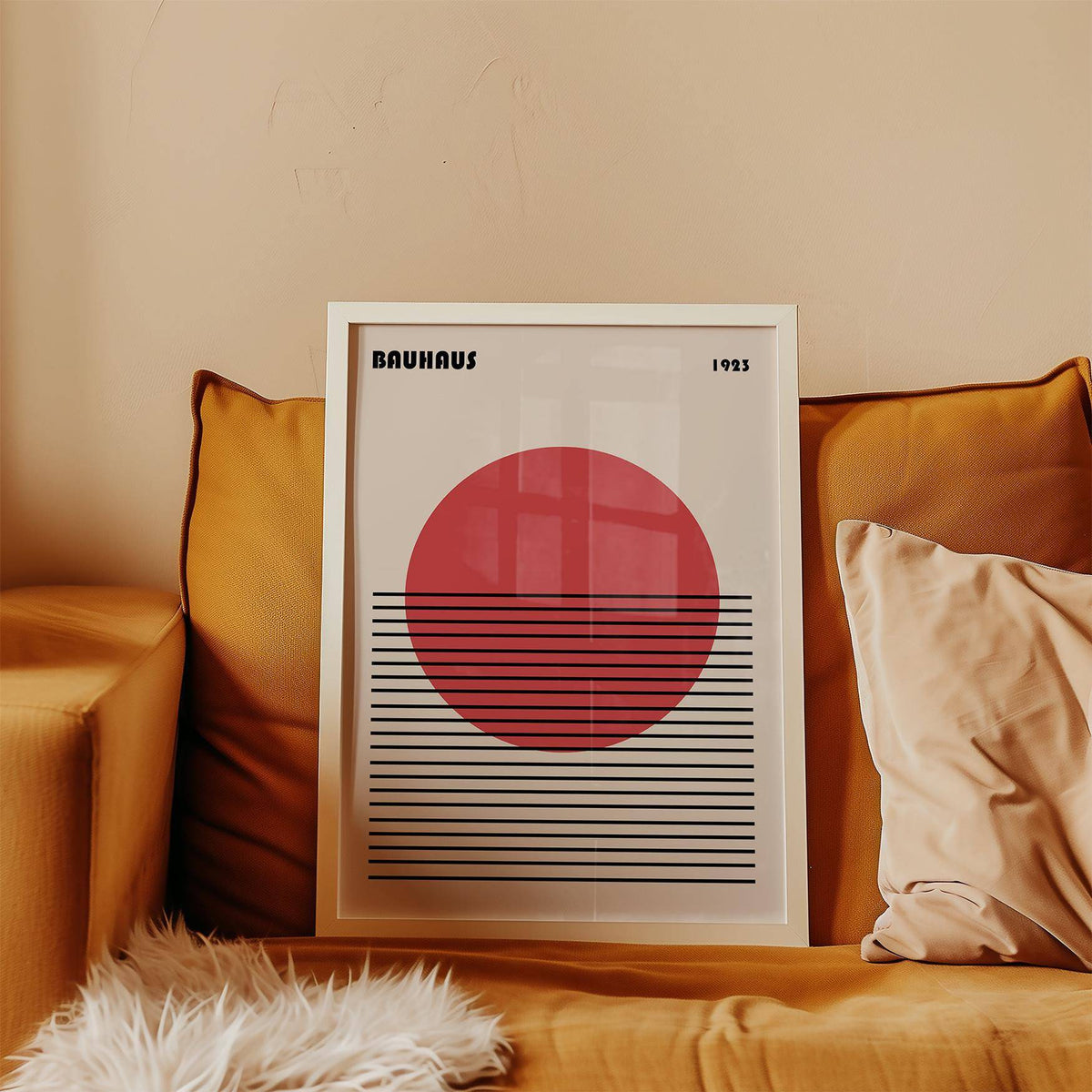 Abstract poster with red and black elements in geometric art print