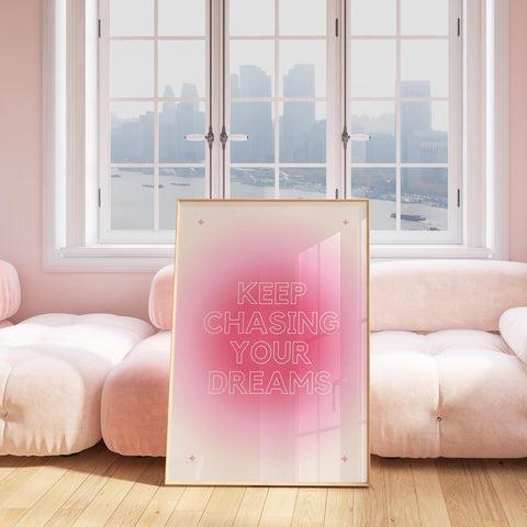 Pink aesthetic wall art with inspirational quote