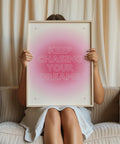 Inspirational wall art in pink for office