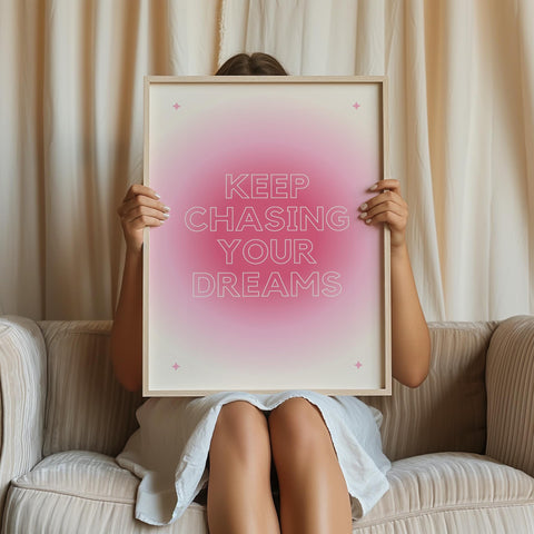 Inspirational wall art in pink for office