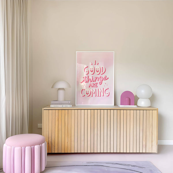 Pink and white typography motivational posters for students encouraging positivity