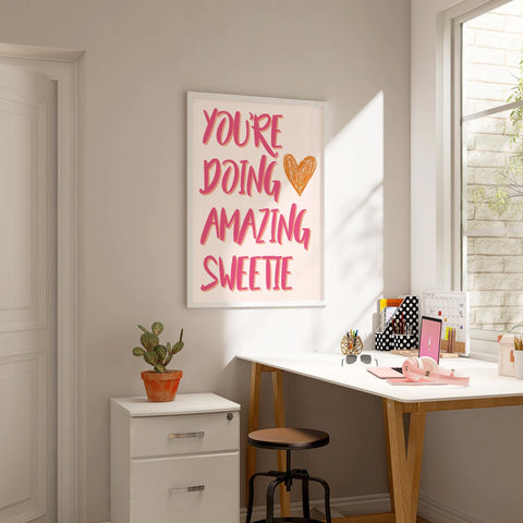 Fun quote poster with pink text