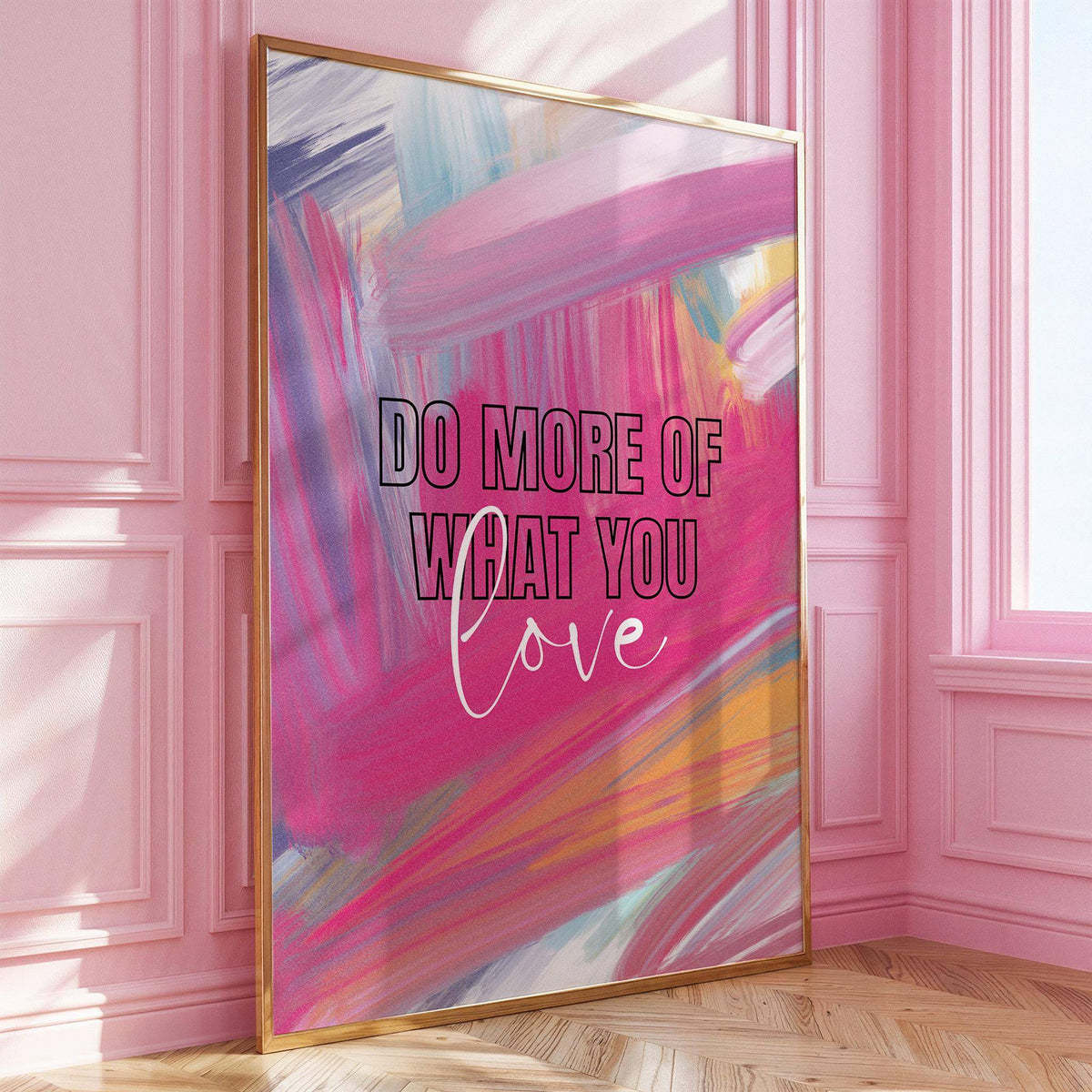 Vibrant pink motivational posters with bold typography
