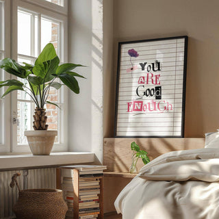 Encouraging wall art in posters of positivity with heart and floral details