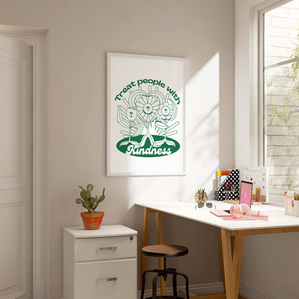 Inspirational positive poster promoting kindness with floral illustrations