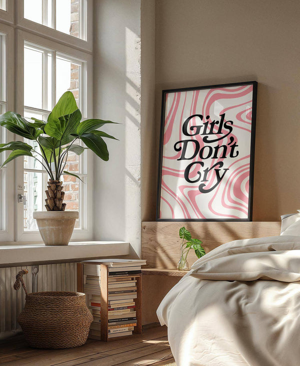 Modern pink waves typography girls room wall art ideal for feminine spaces