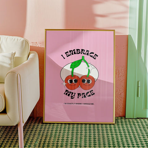 Cute cherry illustration poster