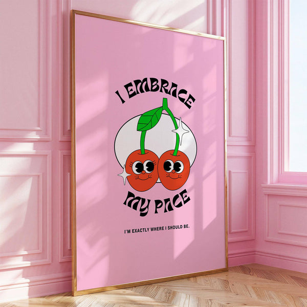 Soft pink aesthetic wall art for dorm spaces promoting positivity