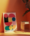 Colourful Bauhaus art print for modern interiors