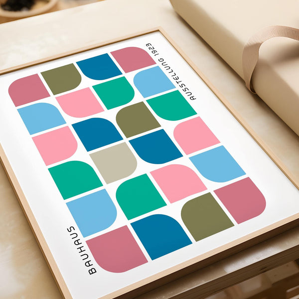 Block colour wall art print with timeless Bauhaus appeal