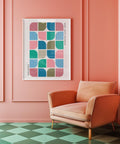 Colourful Bauhaus block colour wall art for living room