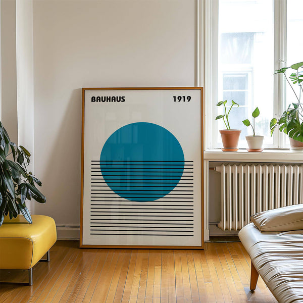 Modern geometric art printFramed minimalist art in modern home interior