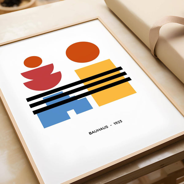 Sharp-edged Bauhaus minimalist art in matte paper finish