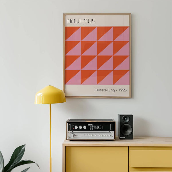 Modern wall art featuring rhythmic triangle repetition