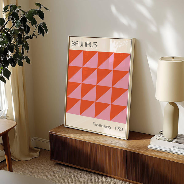 Pink and orange colour scheme in minimalist modern wall art