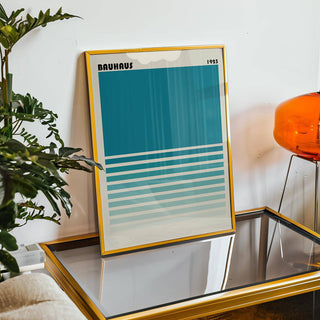 Elegant teal blue gradient wall art for office spaces