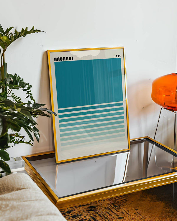 Elegant teal blue gradient wall art for office spaces