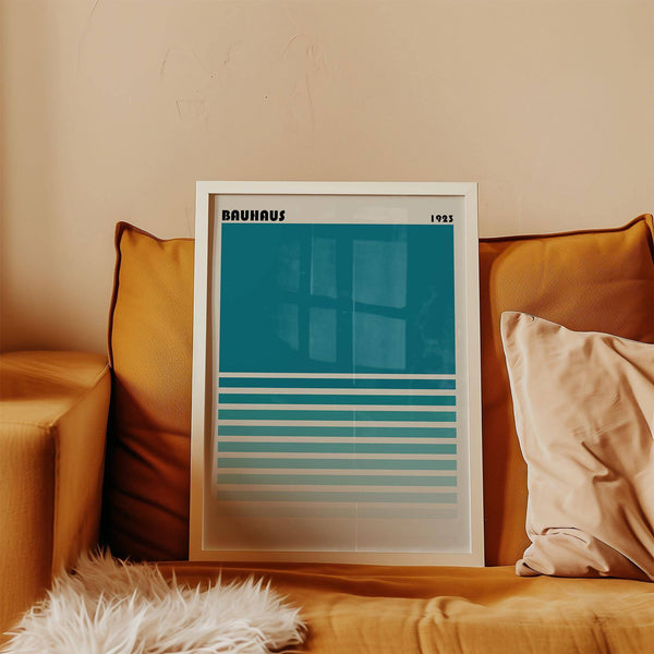 Abstract teal blue gradient wall art for modern home decor