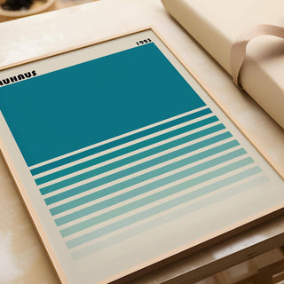Teal minimalist art print for bedroom wall