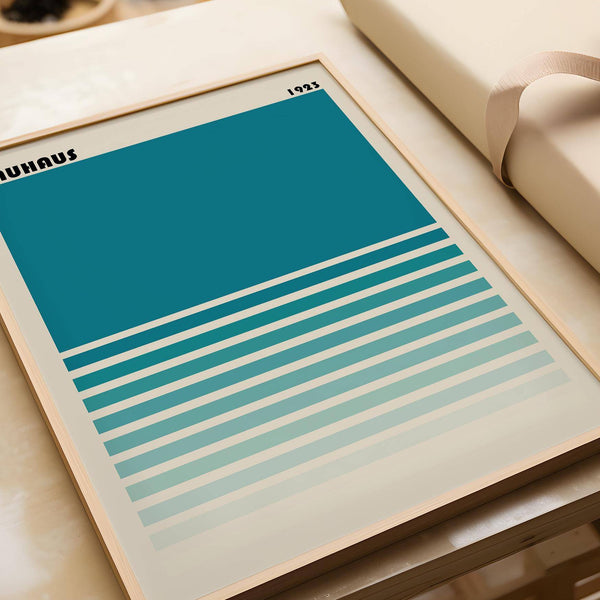 Teal minimalist art print for bedroom wall