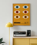 Modern Bauhaus poster with eyes pattern