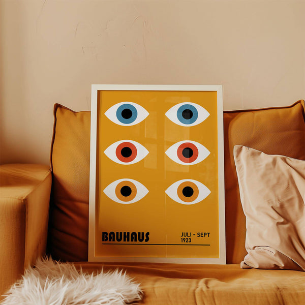 Retro eye poster featuring bold colour contrasts