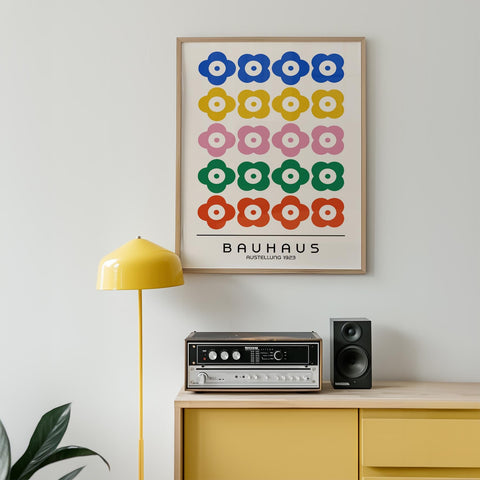 Multi-coloured pop art Bauhaus poster for modern walls