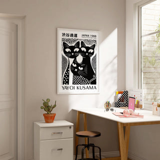 High-quality black cat poster art with bold dot patterns