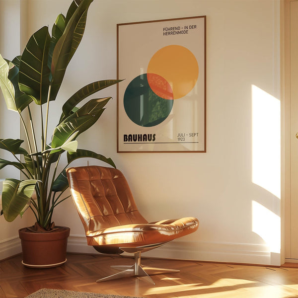 Abstract print geometric design in deep green and burnt orange