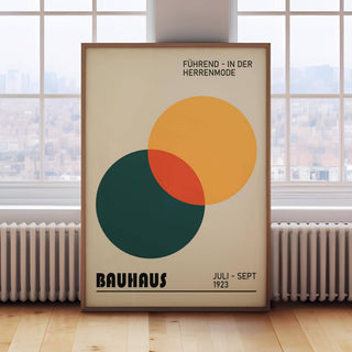 Geometric circle print featuring clean, structured Bauhaus patterns
