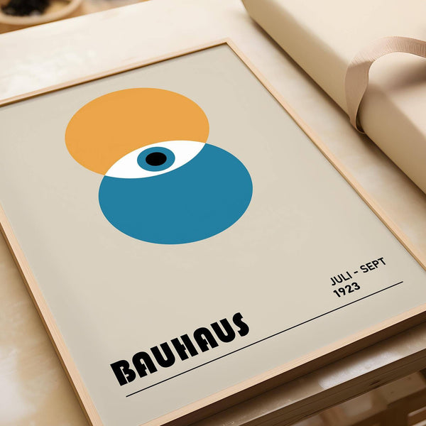 Eye-catching Bauhaus painting with an abstract composition of geometric forms