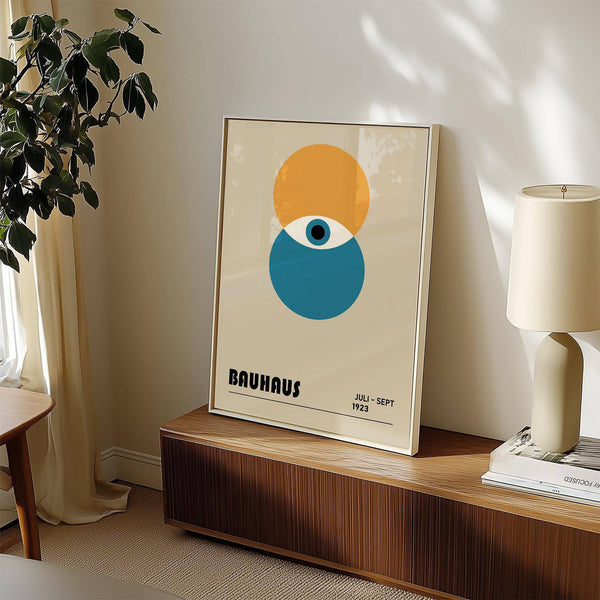 Abstract Bauhaus painting featuring precision, balance, and colour contrast