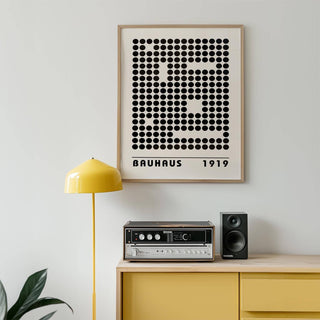 Bauhaus prints with a striking black dot grid design