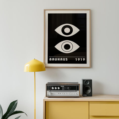 Retro Bauhaus-inspired eye wall art poster