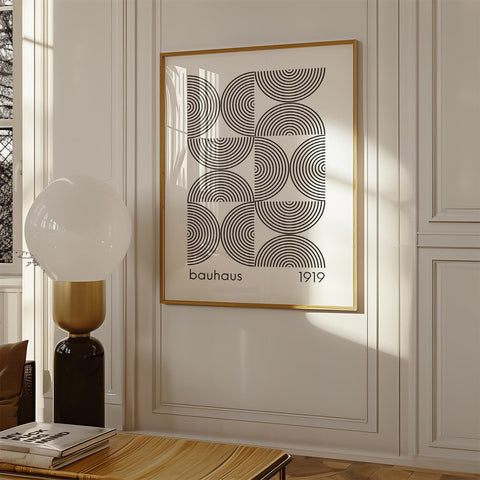 Bauhaus black geometric line wall art