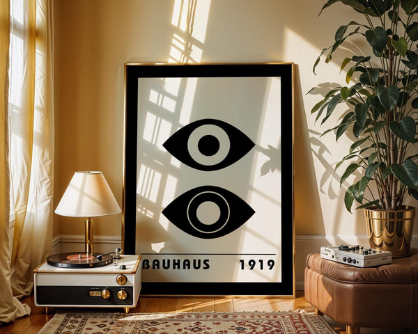 Bauhaus art print with striking black-and-white contrast