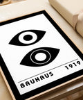 Trendy wall art with geometric Bauhaus eye design