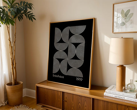 Retro Bauhaus geometric poster for living rooms