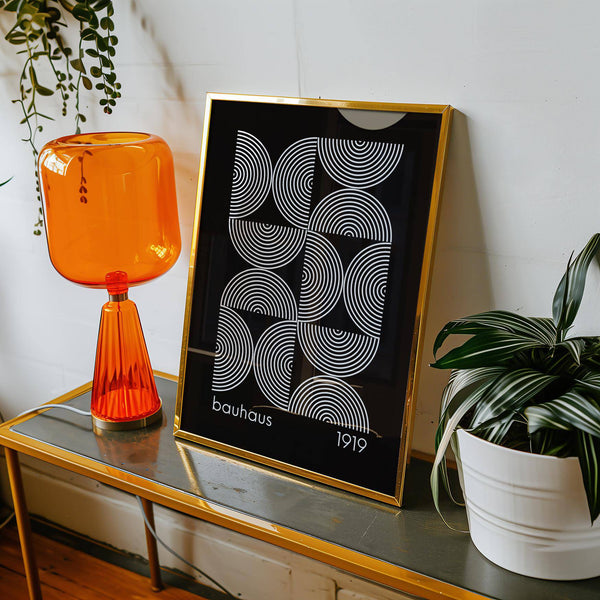 Modern geometric wall art with black and white design