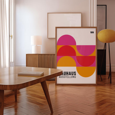 Bauhaus 1919 geometric poster with retro colours