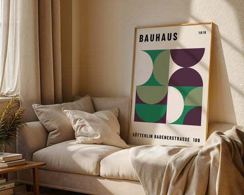 Vibrant Bauhaus geometric poster for kitchens