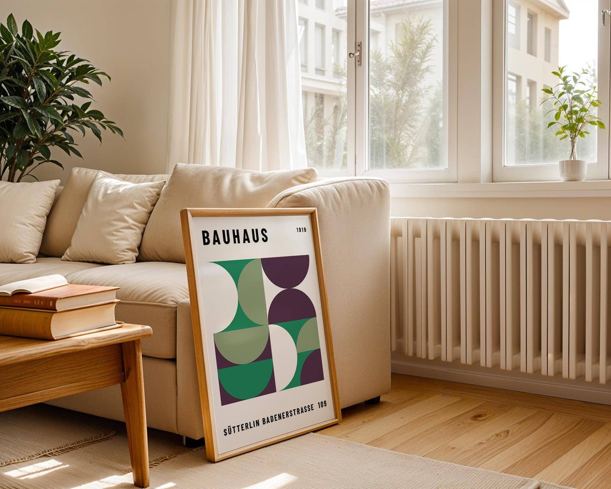 Abstract mid century modern art with bold geometric patterns