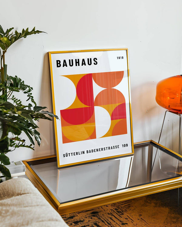 Mid century wall art inspired by Bauhaus movement aesthetics