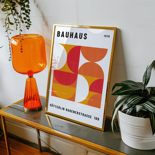 Modern mid century wall art with abstract circular patterns