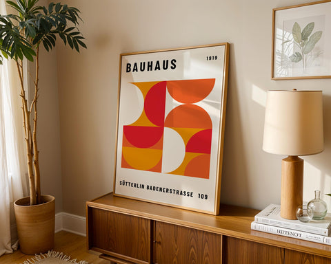 Industrial geometric wall art with Bauhaus inspiration