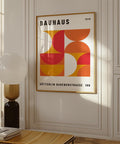 Bauhaus geometric orange art poster for modern decor.