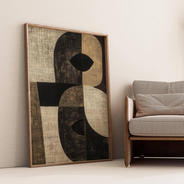 Rustic brown and black tones featured in large owl wall art poster