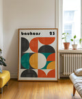 Retro Bauhaus wall art with bold colours and shapes