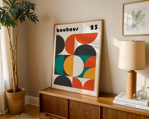 Vibrant Bauhaus geometric poster for kitchens