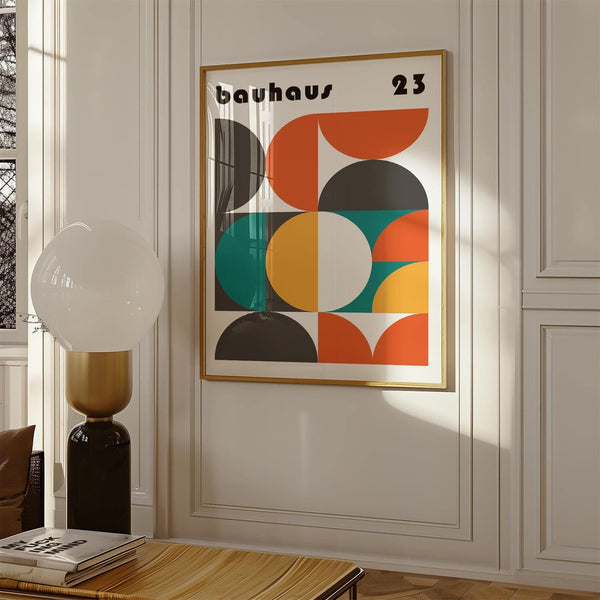 Retro-inspired MCM wall art with structured geometry